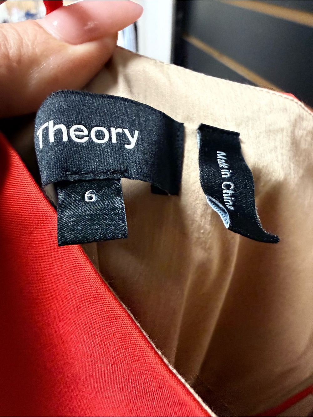 Theory Square Neck Dress Good Cotton Red Size 6 - Picture 3 of 6